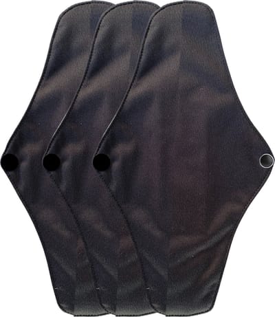 LM Wasbaar Maandverband , Zwart, Verstelbaar, 3-laags, Bamboo, Zero Waste, duurzaam, herbruikbaar (set van 3 stuks)