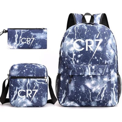 Grote schooltas met schouderband; studenten etui set van drie delen Cristiano ronaldo backpack