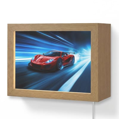 Wandlamp 20x15 cm - Oplaadbaar - Rode raceauto - Blauw - Futuristisch - Wandlampen binnen woonkamer - Slaapkamer lamp met kabel - Decoratieve nachtlamp - Vloerlamp snoer