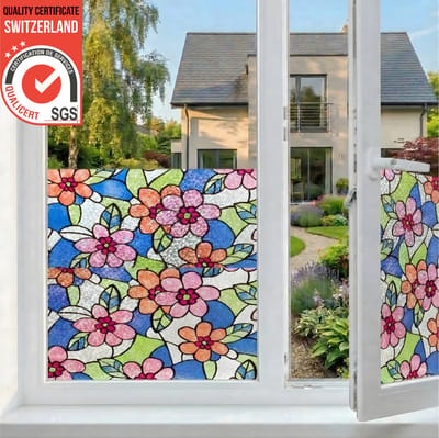 Homewell® Raamfolie HR++(+) 60x200 -Isolerend & Zonwerend - Anti inkijk - Statisch - Bloemen