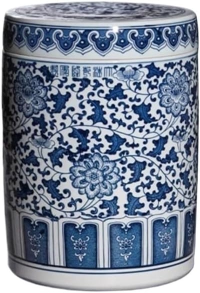 Blauw en wit porseleinen theeblikje Theeopslagblikje Groot verzegeld blikje Verdikte retro opbergdoos Koffiedikopslag (Size : L)