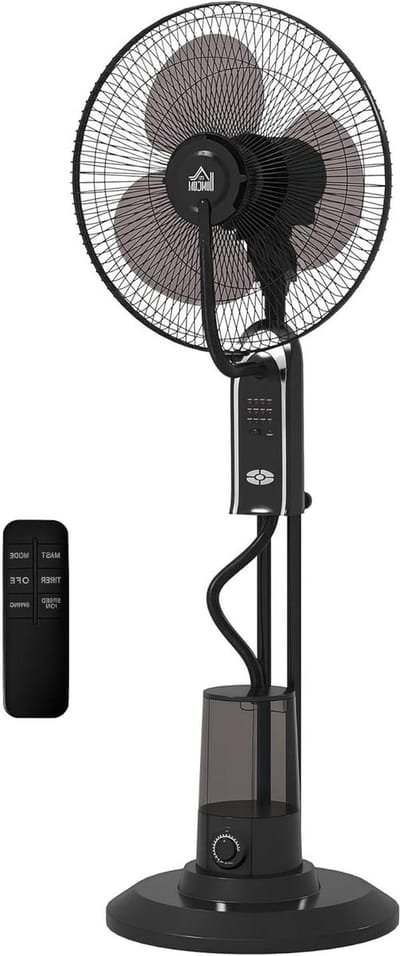 Ventilator met waterkoeling - Luchtkoeler bevochtiger - Verkoeling en bevochtiging - 3 modi en oscillerend - 120 cm hoog - Zwart
