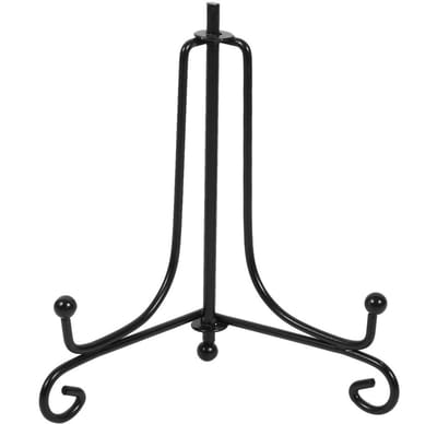 Dailygoods- Bordenstandaard Zwart - Displaystandaard - IJzeren Houder - Voor Plaatboeken - Hoogte 30 cm - Geschikt voor Diameter 45-50 cm
