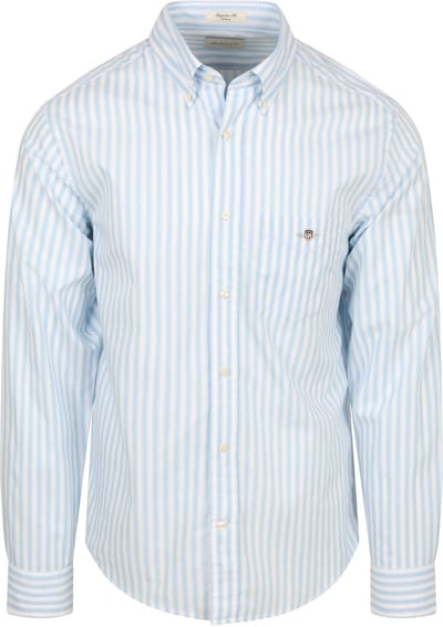 Gant Overhemd Stripe Poplin Classic Blauw - Maat M - Heren - Overhemden Casual