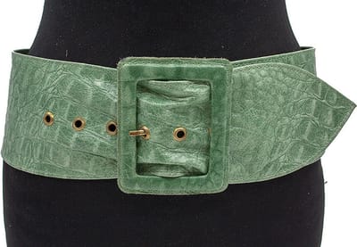 Dames taille/heupriem croco groen - 10 cm breed - Nappa - Nappa riem - Casual - Maat 95