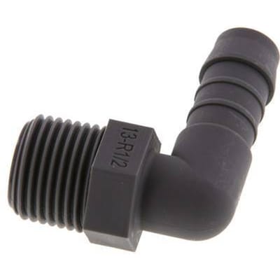 13 mm & R1/2'' PA 6 L-Slangpilaar Met buitendraad [5 Stuks]