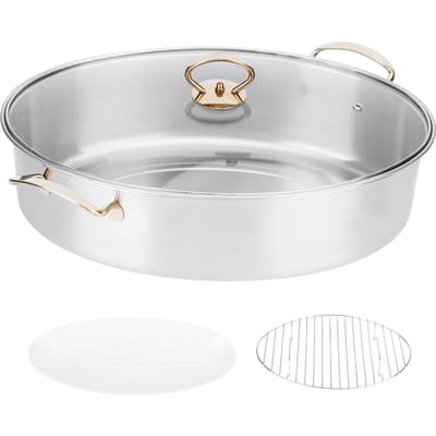 Casserole Ovale à Vapeur pour Poisson en Acier Inoxydable 304 de Grande Capacité Set Casserole de Cuisine Maison avec Assiette