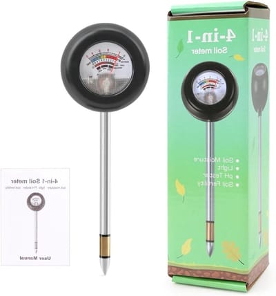 Bodemtestkit - Bodem PH Meter - Planten Verzorgen - 4-in-1 Meting - 165 mm Sonde - Zwart
