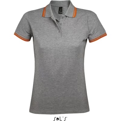 SOL'S Women´s Polo Shirt Pasadena L586 - Grey Melange/Orange - L