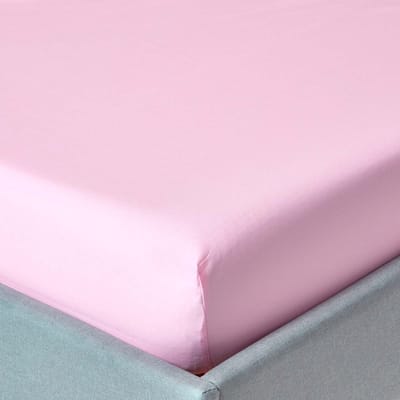 Homescapes Hoeslaken 140x190 cm – Roze – 100% Egyptisch Perkal Katoen – 200 TC – Extra Diep 46 cm