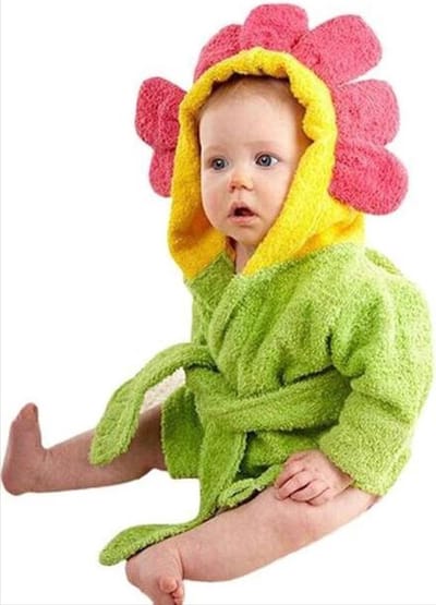 Baby badjas (0-12 Maanden) - Bloem - Groen / rood - Van Heble®