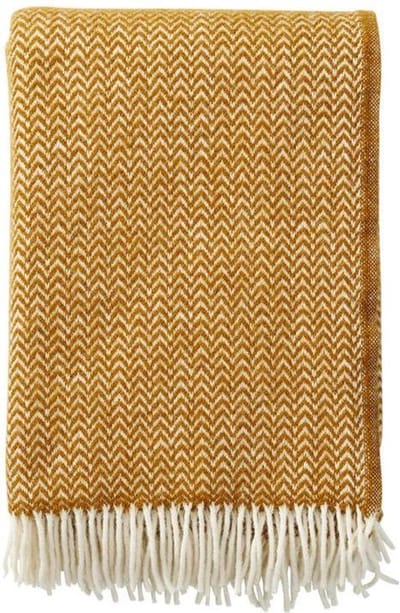 Klippan - Chevron  - Wollen plaid - Caramel - caramel geel - 130x200cm - Ecologische wol -