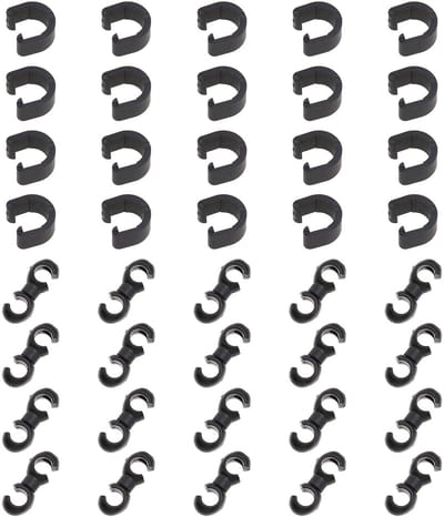 Cosensi- Fietsclips 40 Stuks - C-clips/S-clips - Zwart Kunststof - Draaibaar 360 Graden - Voor Fietskabelgeleiding - Eenvoudige Installatie - Kabelclips