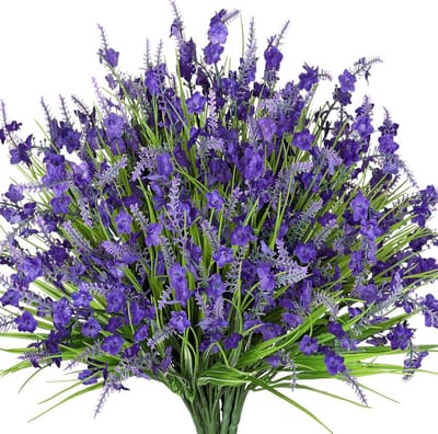 SnelShoppen - 12 Bundels Kunstbloemen Lavendel voor Buiten, Paars, UV-bestendig, Kunstplanten voor Tuin, Balkon, Bruiloft, Decoratie