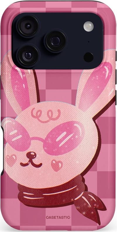 Casetastic hoesje geschikt voor Apple iPhone 17 Pro - MagSafe - Dubbellaagse bescherming - Luxe konijntje - Fashion Case - Koraal Lichtroze Lila