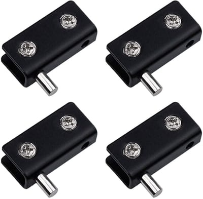 Glazen Deur Scharnieren - Klem Bevestiging - Glazen Kast Deuren - Verstelbaar Rubber - 5-6mm Glasdikte - Zwart