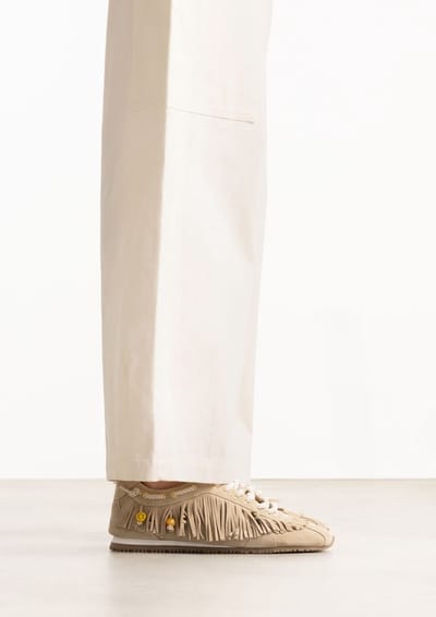 Sacha - Dames - Beige suède sneakers met franjes - Maat 36