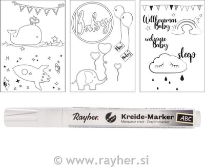 Raamdecoratieset "Baby" van Rayher – 3 herbruikbare sjablonen / Baby : pochoirs
