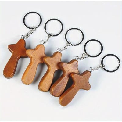 5 Stuks Sleutelhanger Houten Ambachten Auto Sleutelhanger Rugzak Hangend Ornament Sleutelhouder voor Sieraden gray