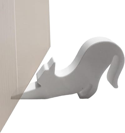Katten Deurstopper - Dieren Figuur - Deuren Open Houden - Stijlvol Ontwerp - 13x21x21 cm - Wit