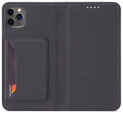 geschikt voor iPhone 12 Pro Max Wallet Hoesje met Magneetsluiting - Telefoonhoesje met vakjes voor pasjes - Ingebouwde Standaard - Magnetic Fashion Wallet Case geschikt voor iPhone 12 Pro Max Zwart