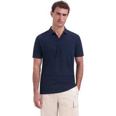 Polo Shirt Korte Mouw No Excess Knitted Poloshirt Structure Navy