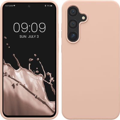 kwmobile telefoonhoesje geschikt voor Samsung Galaxy S24 FE - Hoesje met siliconen coating - Smartphone case in kokosmelk