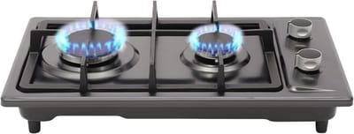 Draagbaar Gasfornuis - Dubbele Brander - Kamperen Koken - Roestvrij Staal - 51 x 31 x 10 cm - Zwart