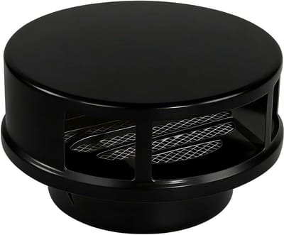 Ventilatierooster RVS - Lamelrooster Afdekking - Luchtcirculatie Verbeteren - Ingebouwd Schermgaas - 70 mm - Zwart