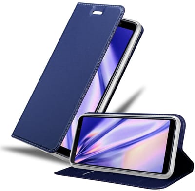Cadorabo Hoesje geschikt voor Samsung Galaxy A7 2018 in CLASSY DONKER BLAUW - Beschermhoes met magnetische sluiting, standfunctie en kaartvakje Book Case Cover Etui