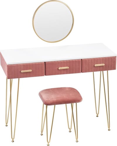 Bolt Edge Kaptafel Deluxe - Inclusief Spiegel en Krukje - Make-up Tafel voor Meisjes - Voor Kinderen en Volwassenen
