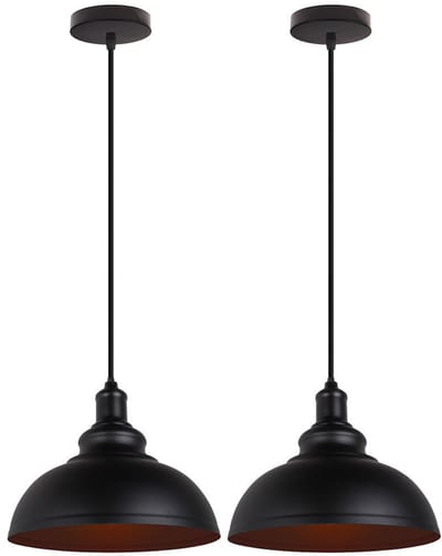 2 Stuks Hanglamp Industrieel Slaapkamer Kroonluchter E27 Plafondlamp Vintage Woonkamer Zwart