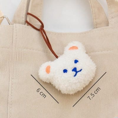Porte-clés pendentif en forme d'ours de dessin animé mignon, décoration Kawaii, étiquette de nom pour enfants de la maternelle, porte-clés pour sac, voiture, accessoires de bibelots blanc