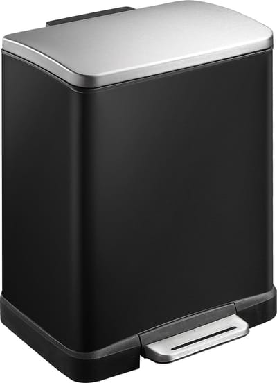 EKO - E-Cube pedaalemmer 20 liter - Stainless steel Plastic - zwart glanzend, mat RVS - Prullenbak