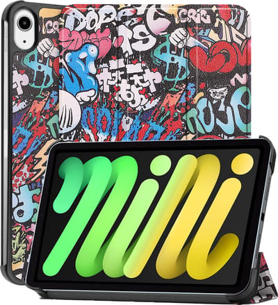 Hoes - Geschikt voor Apple iPad Mini 7 (2024) - 8.3 inch - 7e Generatie - Dun & Stevig - Trifold Bookcase - Hard Cover - Hardcover Book Case - Tablet Hoesje - Graffity
