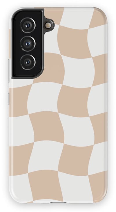 Checkered Warp Hoesje Samsung Galaxy S22 | Geschikt Voor Mag | Uniek Design Hoesje | Beschermhoes Samsung Galaxy S22 Linen Grid