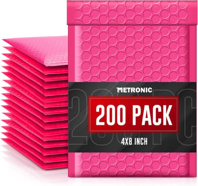 200 Roze Bubble Enveloppen 10x20 cm - Waterdichte & Gewatteerde Verzendzakken met Zelfsluiting
