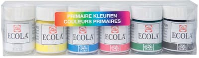 Ecola plakkaatverf set primaire kleuren 6x16ml voor kinderen.
