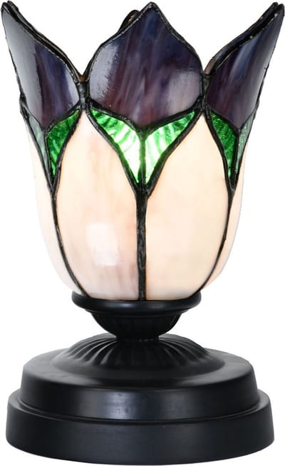 Tiffany lage tafellamp zwart met Lovely Flower Purple - Art Deco Trade
