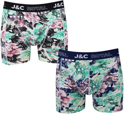 J&C 2-Pack Heren Boxershorts H250 – Katoen met Stretch – Geprinte Boxershorts – Comfortabele Pasvorm – Maat M