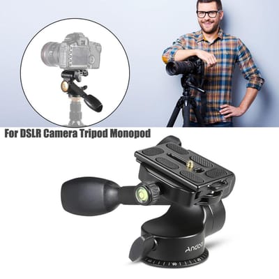 Trépied vidéo à tête sphérique, fluide, culbuteur, plaque à dégagement rapide, trépied monopode pour appareil photo DSLR noir