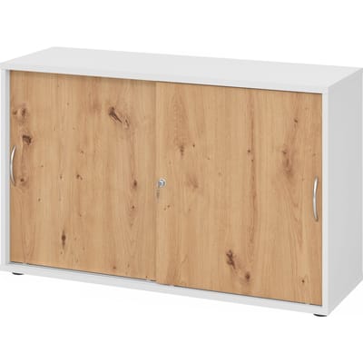 BETA 1752S | Schuifdeurkast | 2 OH - Wit/Essen-Eik Metalen handgreep