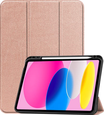 Hoesje - Geschikt voor Apple iPad 10 (2022) - 10.9 inch - 10e Generatie - Dun & Stevig - Trifold Bookcase - Hard Cover Case - Met Uitsparing Geschikt voor Apple Pencil - Hardcover Book - Tablet Hoes - Rosé goud