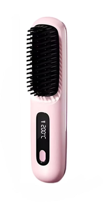 Stijlkam - Stijlborstels - Warmte borstel - Straight Brush -Voor Haar - Keramisch - Stijlkam - Warmte Borstel - Krullen - Ionen Technologie - Tpye-c Oplaadbaar - 20x4.5cm - Roze