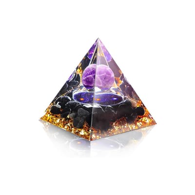 Kristallen Piramide - 6 cm Amethist Piramide Edelsteen - Levensboom Piramide Ornament - Desktop Woondecoratie voor Yoga en Meditatie (Paars)