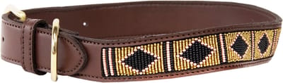 Kentucky Dogwear - Hondenhalsband - Handgeknoopte Parels - Goud - Maat XL - 71cm - Hondenriem