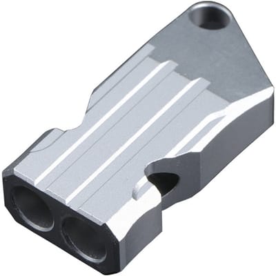Sleutelhanger met fluitje van aluminiumlegering met dubbele buis - Draagbare, decibelsterke fluithanger voor noodgevallen op de camping