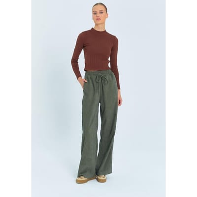 Wijde Fluwelen Broek met Koordriem
