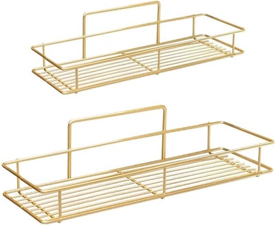Wandplanken voor Badkamer en Woonkamer - Zwevende Planken voor Opslag en Organisatie - Set van 2 in Goud