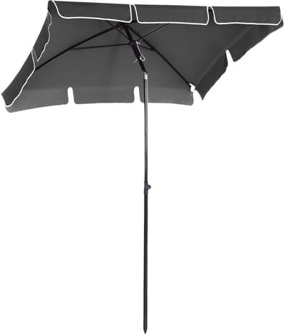 Grijze Aluminium Stalen Parasol-Kantelbaar-Demonteerbaar-Tuin 198x130cm